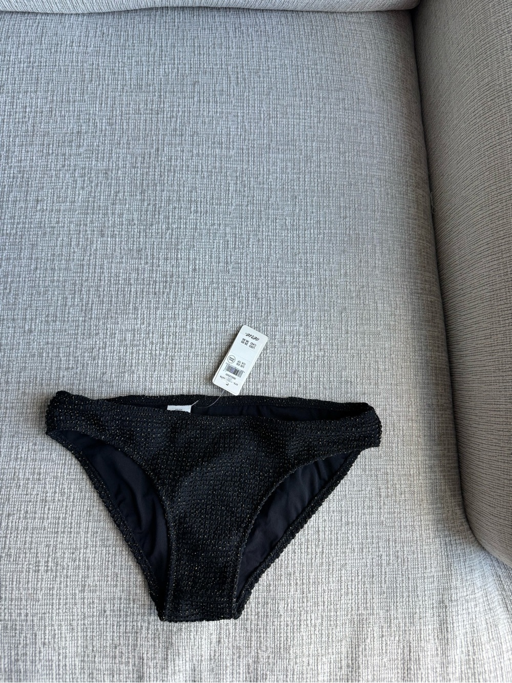 aerie Black Textured Bikini Bottom